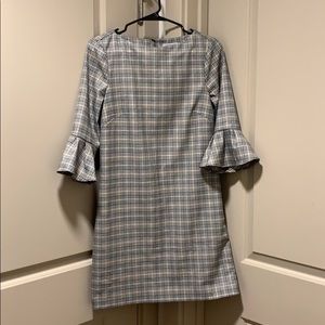 H&M plaid dress gray black tan and white!